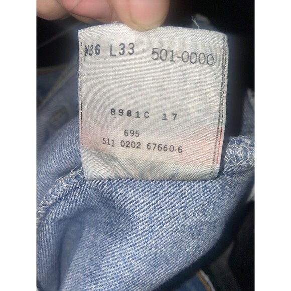 vintage LEVIS 501xx Jeans Button Fly 36x33 Mens USA Light Denim 90s *stain - Picture 12 of 12